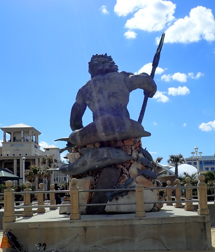 King Neptune statue from back