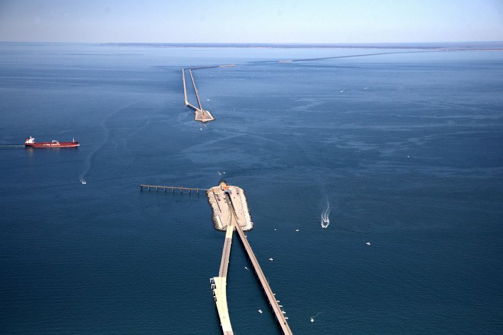 aerial view of CBBT tunnel section
